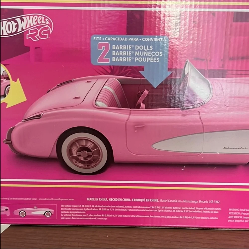 NWR Barbie Pink and White Convertible Corvette with Pink Remote